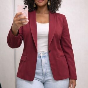 VTG Red Power Blazer Sz 12 Gold Buttons